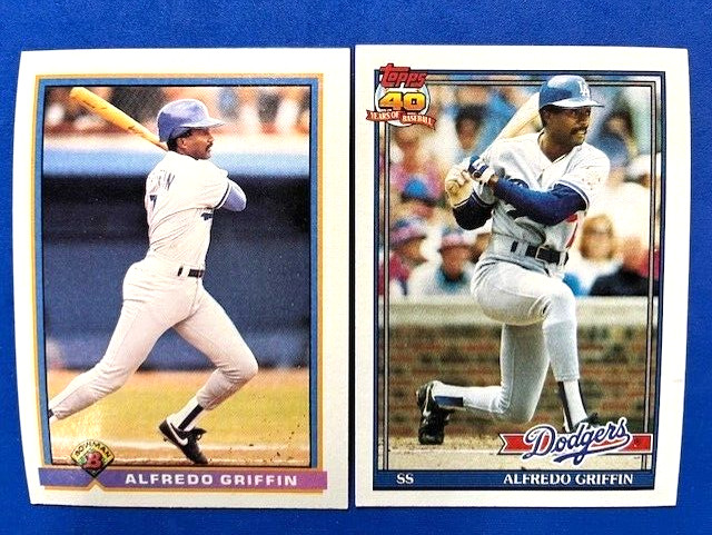 Alfredo Griffin 1991 Bowman & 1991 Topps 40 Years of Baseball - Dodgers