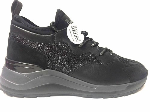 SCARPE SNEAKERS DONNA HOGAN REBEL R296 HXW2960W300ERQB999 ERQ NERO AI  ORIGINALE | eBay