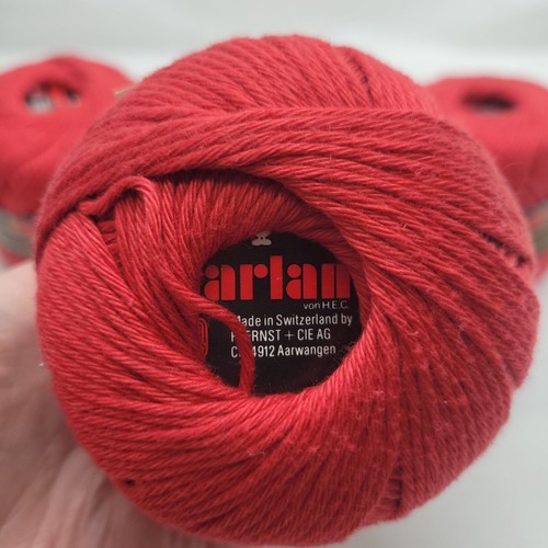 Aarlan Cotonella 100% Mercerized Cotton Yarn 50G Skeins Bright Red Lot Of 5 Made - Picture 10 of 11