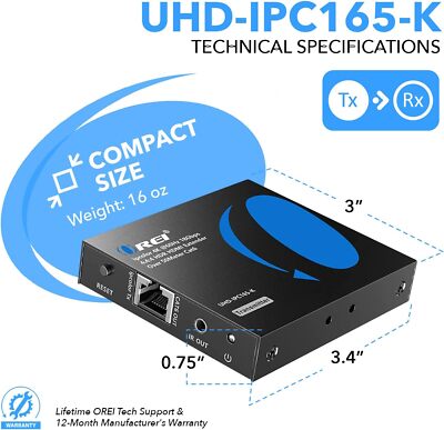 OREI 4K HDMI Over Ethernet Extender Balun - HDBaseT UltraHD 4K @ 60Hz 4 - View #4