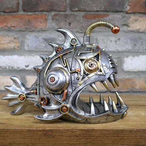 Steampunk Fish Ornament Industrial Decor Unique Home Decor Gift Vintage Style - Picture 3 of 3