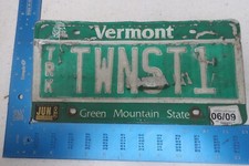 Vermont License Plate Tag VT 2009 09 Vanity Twins Town Street Stone One 1 TWNST1