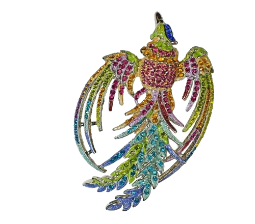 Kirks Folly Phoenix Rising Brooch Pin Pendant Silver tone Crystal RARE ...