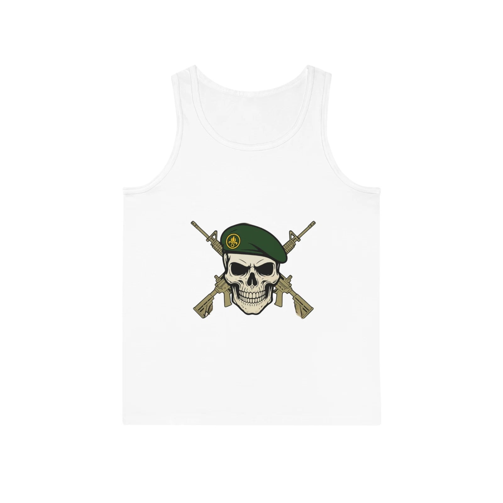 Militant Skull Tank Top - Unisex Softstyle™, Casual Wear, Summer Vibes, Gifts
Opens in a new window 