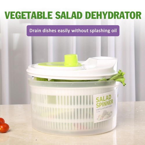 Large Salad Spinner Plastic Leaf Dryer Lettuce Veg Drainer Dressing Herb Water - Picture 4 of 11