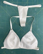 Latex Rubber fetish wear lingerie Bra and Thong SET sizes 6-18 available White