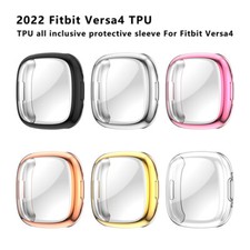 For Fitbit Versa 4 Glossy TPU Full Protect Screen Protector Soft Case Cover