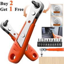 Bidirectional Ratchet Screwdriver Right Angle Magnetic Wrench+10 Screwdriver Bit