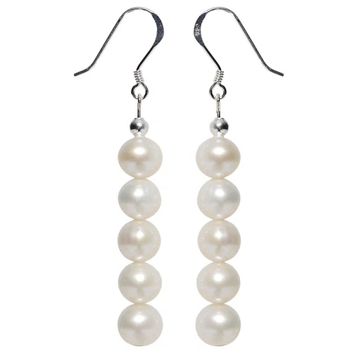 Earrings drop earrings of 5 freshwater pearls each cultured pearls white 925 silver