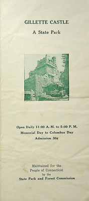 Vintage GILLETTE CASTLE STATE PARK Connecticut Travel Tourism Brochure -E12-C