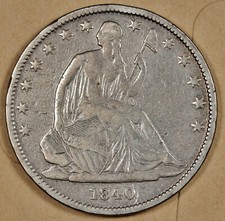 1840 (o) Liberty Seated Half.  Reverse of 1838.  Medium Letters.  Fine.  197586