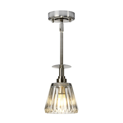 IP 44 Pendelleuchte Fassung geschliffener Glasschirm Nickel gebürstet integriert LED G9 3,5W