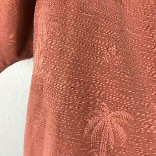 Island Republic Hawaiian Shirt Mens Size L Orange Embossed Palm Trees - Picture 5 of 8