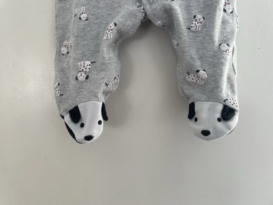 Little Me Bebé Niño Lindo Perro Dálmata Footie Algodón Snap-Up Dormir y Jugar Gris 6M Foto 4 de 4