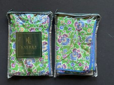 PAIR NEW Ralph Lauren STANDARD SHAMS Green Hampton Beach Club PAISLEY FLORAL