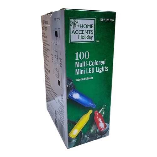 2 Pack Home Accents 100 Multicolored Mini LED Lights Indoor/Outdoor - Green Wire - Picture 4 of 9