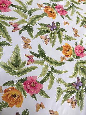 Vinyl PVC Mantel fácil limpie Floral Mariposas patio Hule de 140cm de ancho