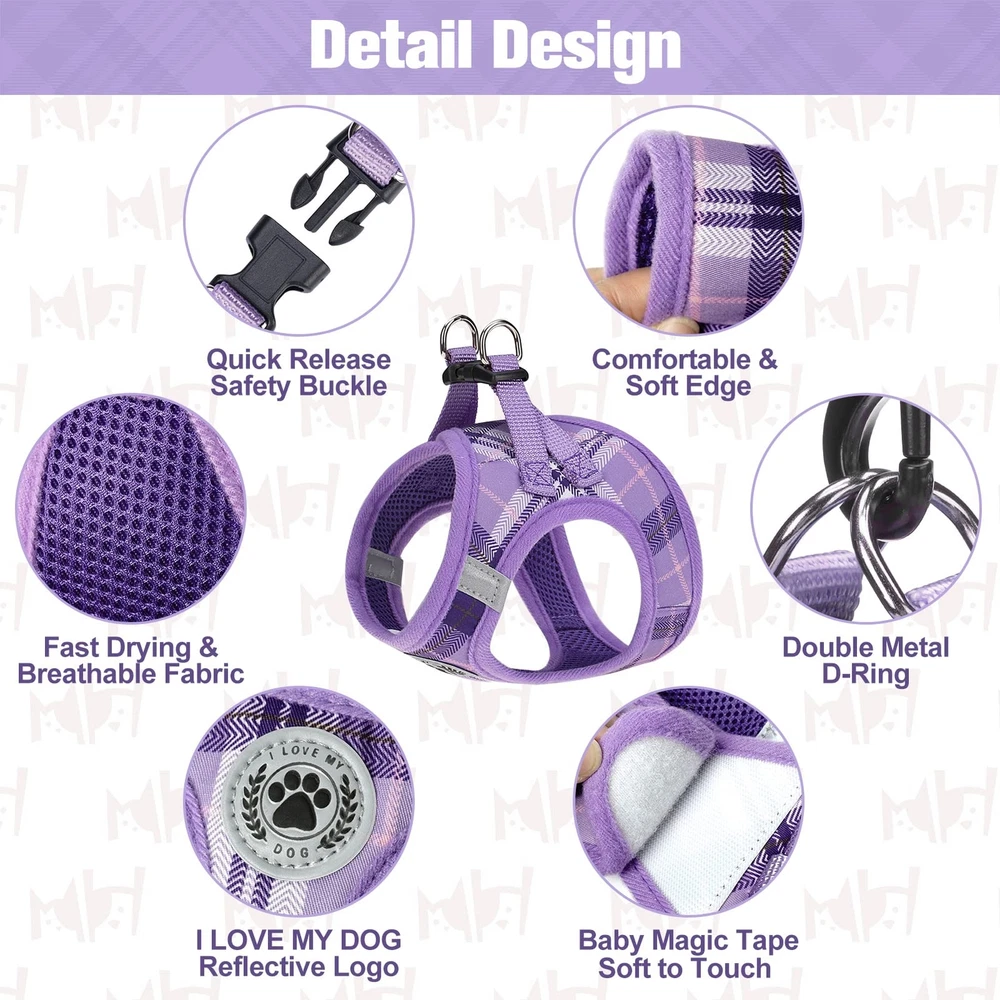 Dog Harness and Leash Set,Step in No Chock No Pull Soft Mesh Reflective for E...