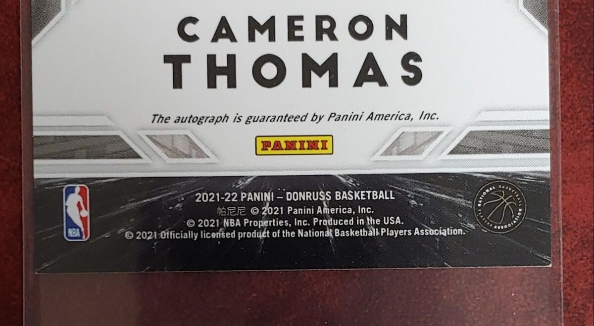 2021-22 Donruss Cameron Cam Thomas Next Day Autograph RC 2021-22 Donruss Cameron Cam Thomas Next Day Autograph RC