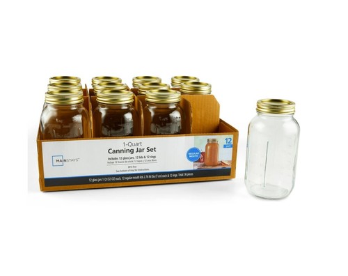 Mainstay - - (2 pack) Mainstays 64 oz Airtight Glass Wide Mouth Canning Jars (6 Count