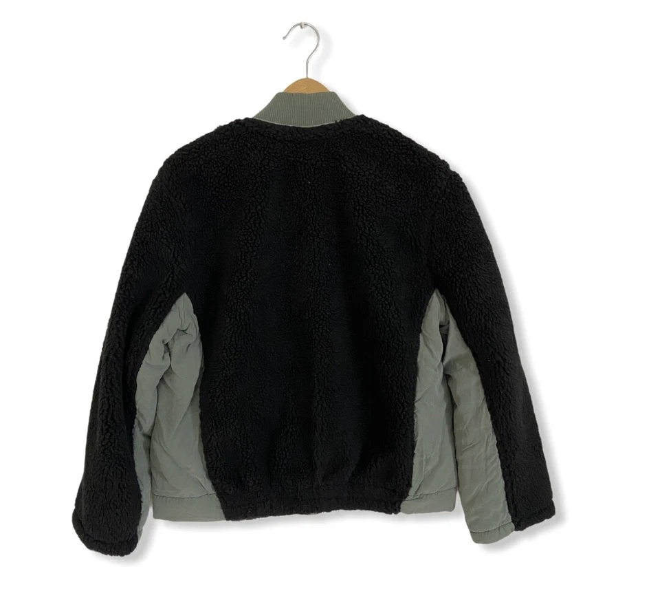 Free People Fleece Jacket zip front in black Size S zip pockets sherpa - Image 4 of 4