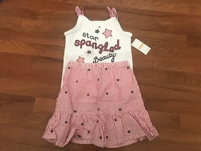 Gymboree Girls Fourth 4th of July Seersucker Skirt Star Spangled Beauty Top 5 5T - Image 1 of 4