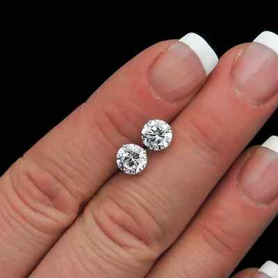 2Ct Round Cut Lab Created Diamond Solitaire Stud Earrings 14K White Gold Over