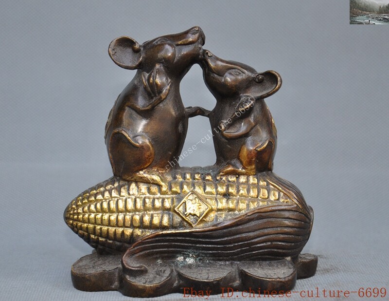 chinese china purple copper mouse Feng Shui lucky animal rat corn