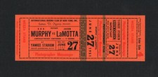 VERY RARE MINT 1951 JAKE LaMOTTA vs BOB MURPHY full boxing ticket 