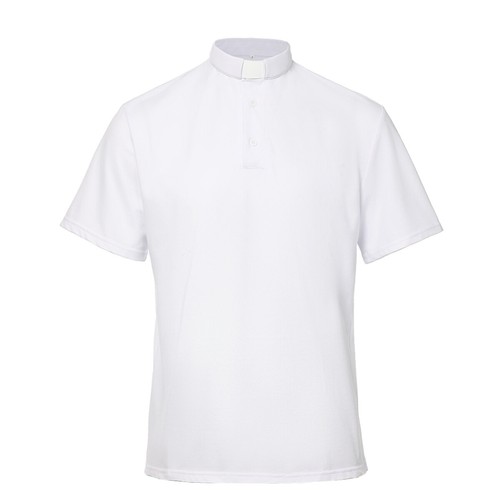 T-Shirt Herren Klerus Poloshirt Priester Vikar Pastor Tops mit Kleriker Tab Kragen - Bild 27 von 38
