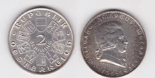 2 Shilling Silver Coin Austria 1931 Mozart XF (162169)