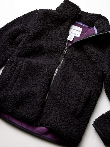 Chaqueta de lana sherpa negra para niña mediana con cremallera completa Amazon Essentials - Imagen 3 de 5