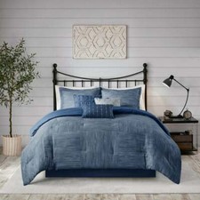 NEW  COZY MODERN CHIC NAVY BLUE WARM PLUSH COZY LUX ULTRA SOFT COMFORTER SET