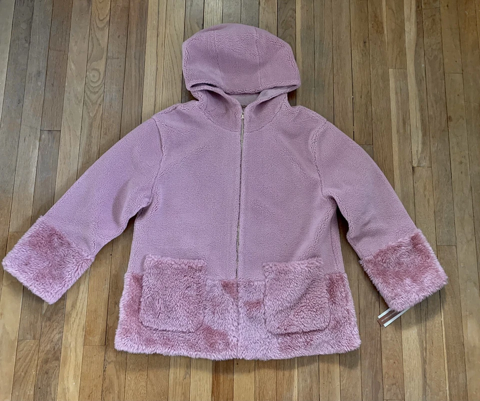 Abrigo de invierno Koolaburra UGG para mujer grande con capucha borrosa polar dorado rosa hielo