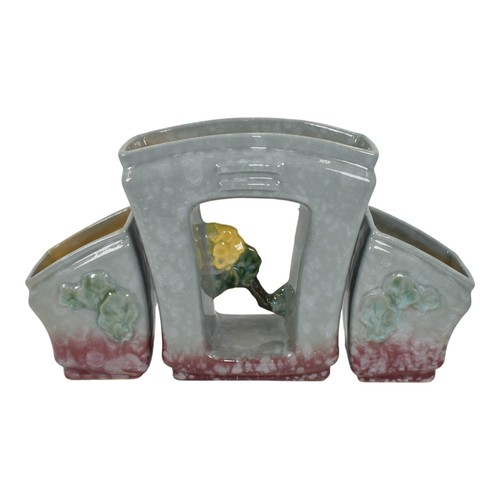 Roseville Artwood Gray 1951 Art Pottery Three Piece Planter Set 1051 And 1050