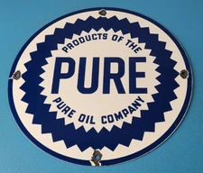 Vintage Pure Oil Co Sign - Texas Gas Service Station Pump Plate Porcelain Sign