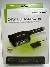 IOGEAR 2-Port USB KVM Switch VGA Cable with Cables and Remote Model GCS22U