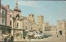 Market Place and Wells Cathedral Somerset City England Chrome Postcard