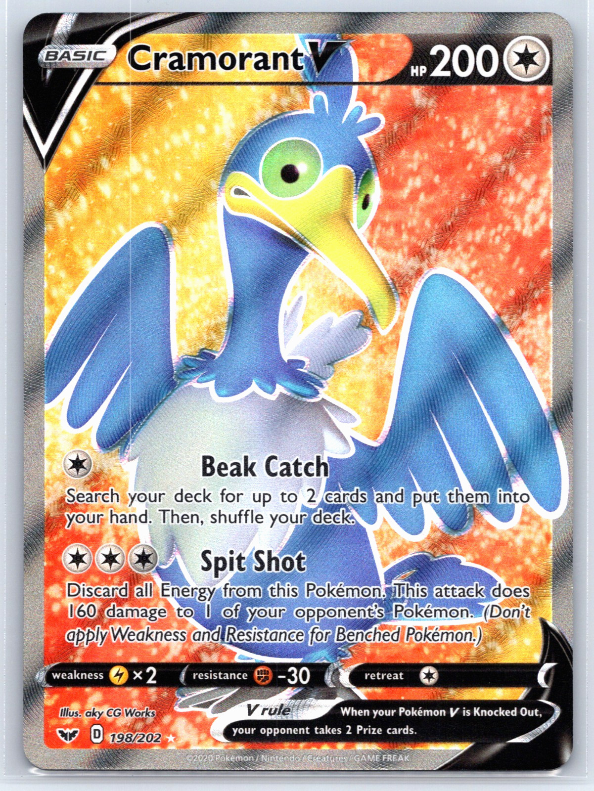 Cramorant V - 198/202 - Pokemon Sword & Shield Base Set Full Art Rare Card