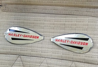 VTG 1940-46 Harley-Davidson Knucklehead Flathead Gas Tank Emblems Pair Real Deal