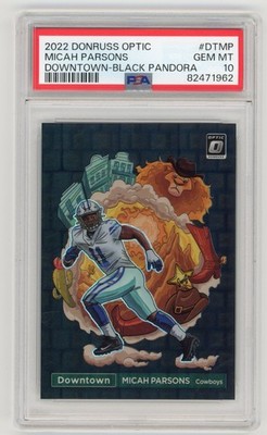 2022 PANINI DONRUSS OPTIC MICAH PARSONS DOWNTOWN BLACK PANDORA /25 PSA 10 #DTMP