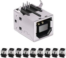 Right Angle USB Type B Female 4 Pin PCB DIP Jack Socket, 10 Pack