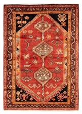 Vintage Geometric Hand-Knotted Carpet 4'7" x 6'7" Traditional Wool Area Rug