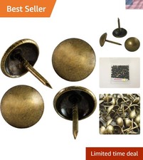 100 Antique Brass Upholstery Tacks - 7/16" Head, 1/2" Long Shank, Durable Finish