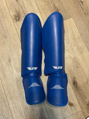 Elite Sports Blue MMA Muay Thai Shin Guards Adult Size Kickboxing Sparring Pads