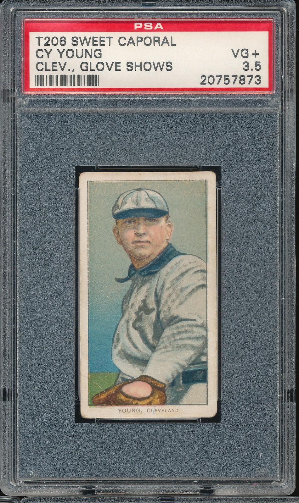 T206 Sweet Caporal 350/30 Cy Young (Glove Shows) PSA 3.5 - Naps - centered