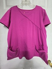 Urbane Ultimate Scrubs Scrub Top size 2XL-Fushia/Pink Mock Wrap-Chest 27"/L 28"