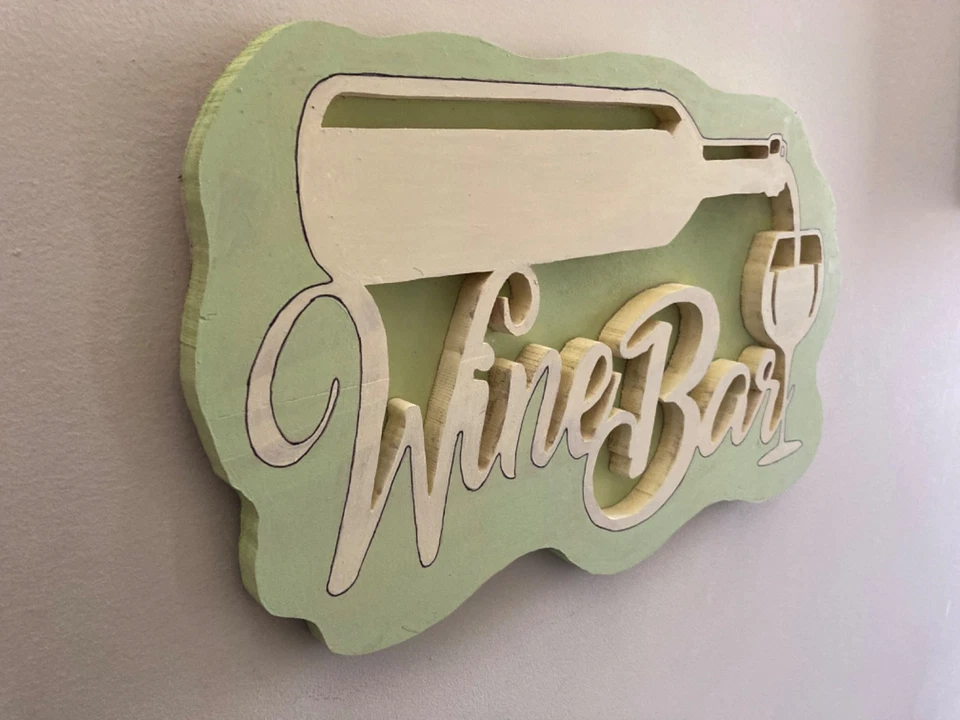 LETRERO DE BAR DE VINOS BLANCO DECORACIÓN PARED PERGAMINO MADERA Foto 3 de 3