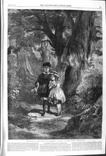 Old Antique Print 1862 Children Wood Trees Frederick Goodall Flatou Art 19th