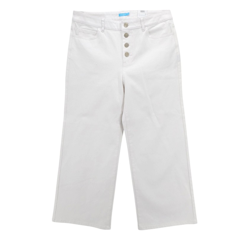 NWT J. McLAUGHLIN Loris White Wide Leg Button Fly Cropped Stretch Jeans Size 8